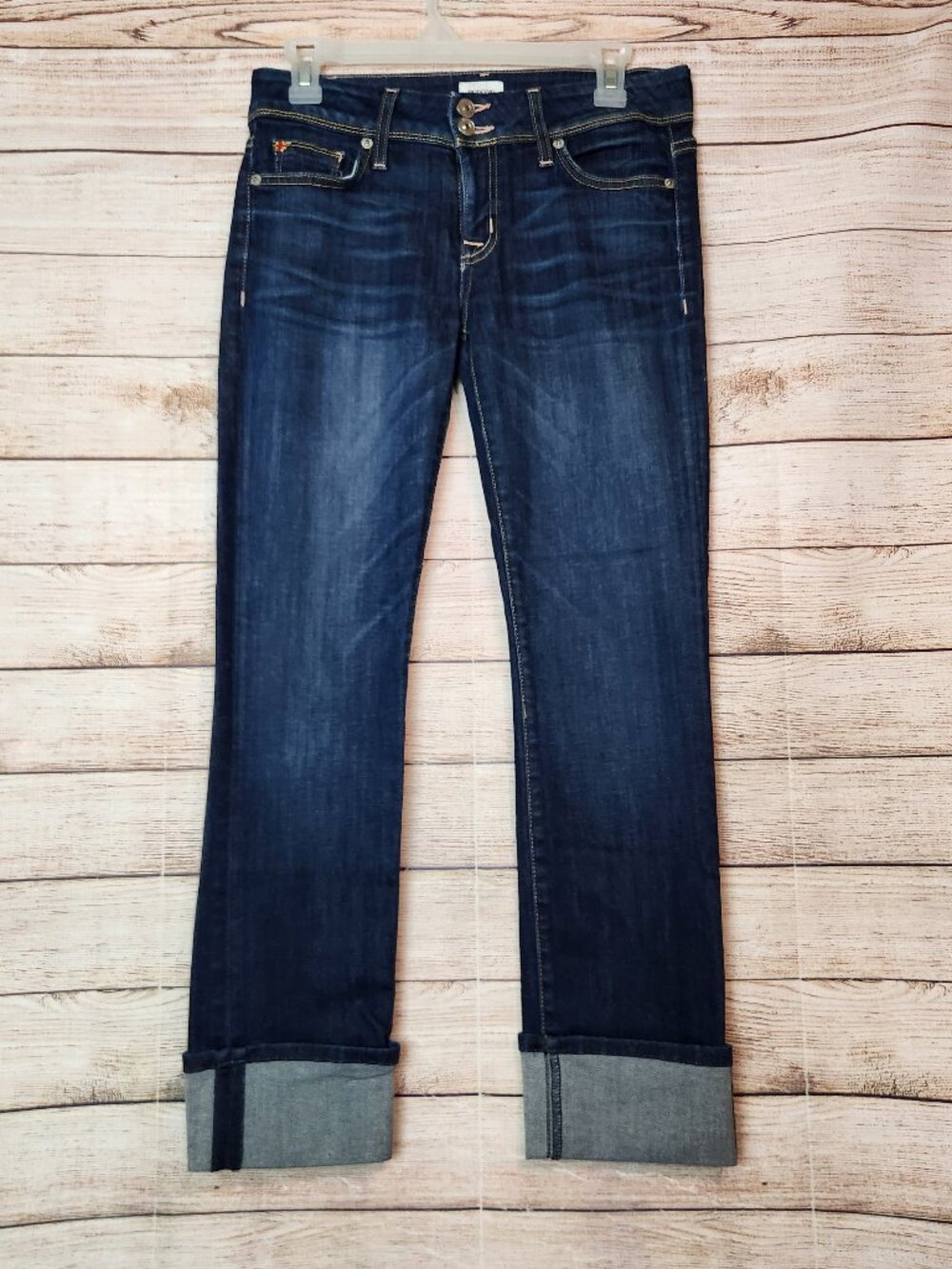 Hudson Jeans Denim Ginny Crop Straight W/ Cuff Blue Jeans Women's Size 28 by 27